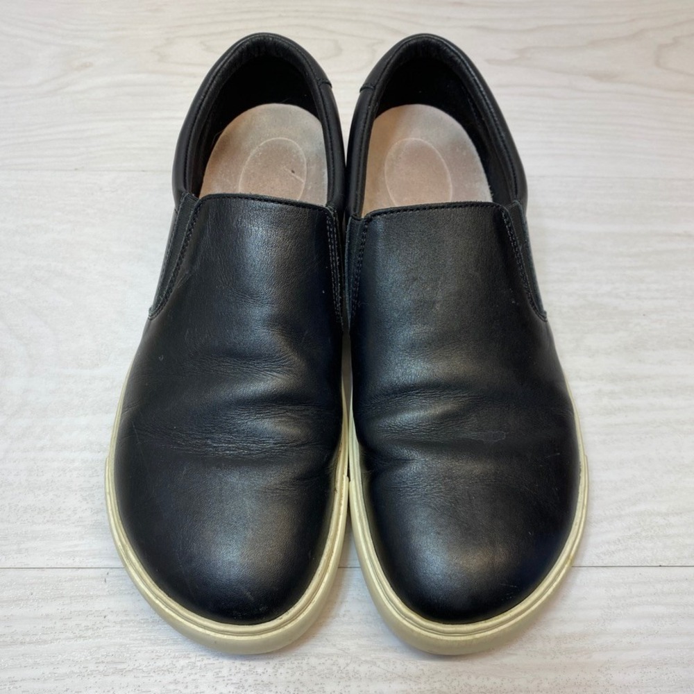 Birkenstock Womens 8 39 Oswego Slip On Sneaker Black Leather Cork Footbed Casual - Picture 6 of 8